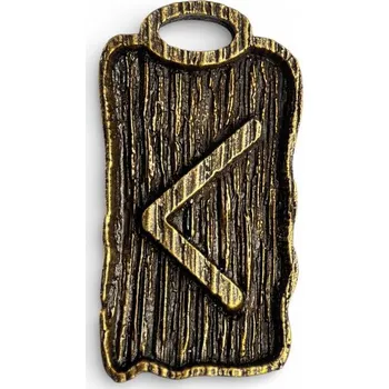 Náhrdelník Drakkaria KENAZ - runový amulet zinek staromosaz