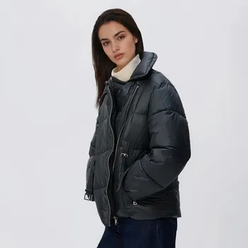 Reserved - Prošívaná bunda s páskem - antracitová - 716HD-86X - 716HD-86X-S