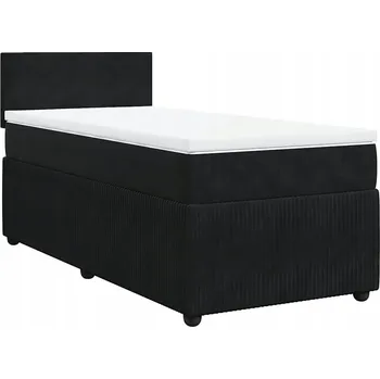Postel Kontinentální postel černá 200 x 80 x 100,5 cm s matrací a topperem