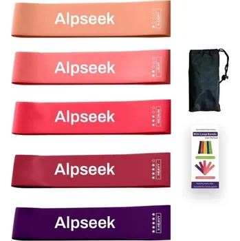 Sada odporových pásů Alpseek, 5stupňový TPE fitness pás s úložným vakem, elastický sportovní pás