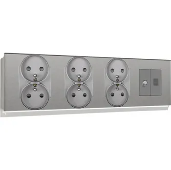 Elektrická zásuvka ELEKTRICKÁ ČTYŘNÁSOBNÁ SKLENĚNÁ ZÁSUVKA 3xDVOJITÁ + SAT TV INTERNET RJ45 CAT5