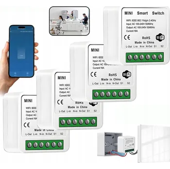 vypínač PODOMÍTKOVÉ RELÉ BEZDRÁTOVÝ SPÍNAČ WiFi Modul TUYA SMART 16A 4X