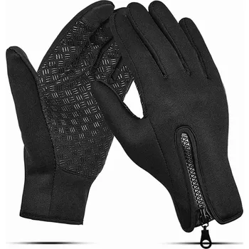 Cyklistické rukavice SPORTOVNÍ ZIMNÍ CYKLISTICKÉ RUKAVICE PÁNSKÉ ZATEPLENÉ ČERNÉ DOTYKOVÉ VELIKOST L