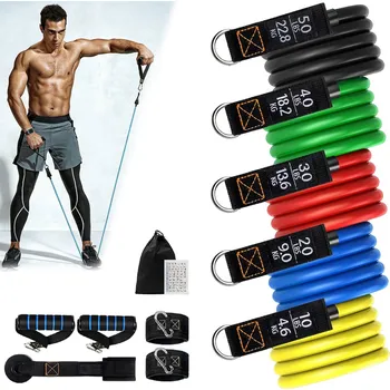 Sada odporových gum 5v1 na cvičení, nastavitelné posilovací gumy na kalisteniku