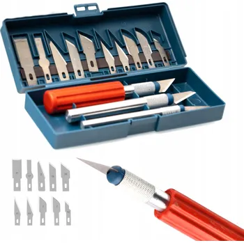 Pracovní nůž SKALPEL SADA V POUZDRU 13 KS ČEPELE NŮŽ