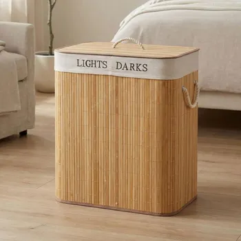 Koš na prádlo Pracovní koš / Bambusový koš na prádlo a prádlo TADAR