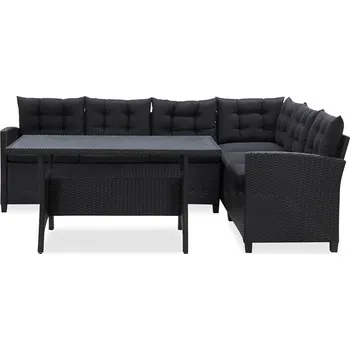 Zahradní sestava vidaXL Sady venkovního nábytku Černá polyratan