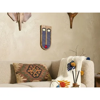 Bytová dekorace Nástěnná dekorace Modré mangové dřevo Dekorativní závěsný abstraktní motiv obličeje Ručně vyráběný v africkém stylu Boho Beliani