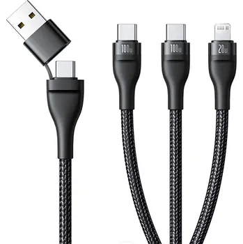 Baseus – datový kabel Flash Series 3 (P10377501111-00) – rychlonabíjení, USB, USB-C na Lightning, 2x USB-C, 100W, 1,5m – černý