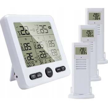 Meteostanice METEOROLOGICKÁ STANICE TEPLOMĚR S 3X SENZOREM DISPLEJ PŘEDPOVĚĎ POČASÍ