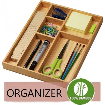 Příborník do zásuvky ORGANIZÉR PŘÍBORNÍK VLOŽKA do KANCELÁŘE ZÁSUVKY STOLU BAMBUS