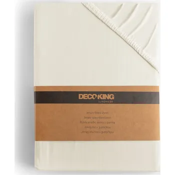 Bytový textil Bavlněné jersey prostěradlo s gumou DecoKing Amber ecru, velikost 180-200x200+30