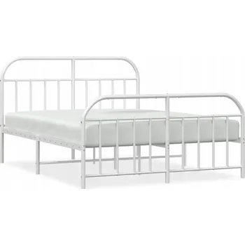 Postel Bílý kovový rám postele 207 x 146 x 100 cm s čelem