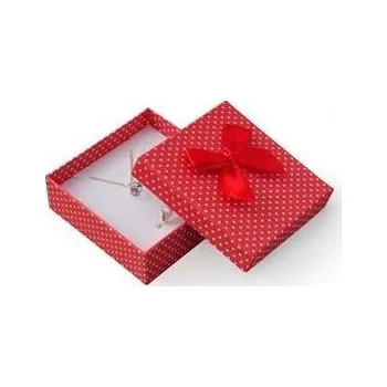 Dárková krabička Krabička na soupravu šperků červená, bílé puntíky