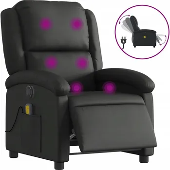 Křeslo Černé elektrické masážní křeslo s koženým povrchem, 71 x 86,5 x 99 cm