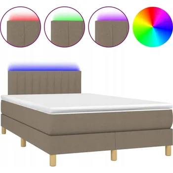 Postel Kontinentální postel s matrací a LED diodami, taupe, 203x120x78/88 cm