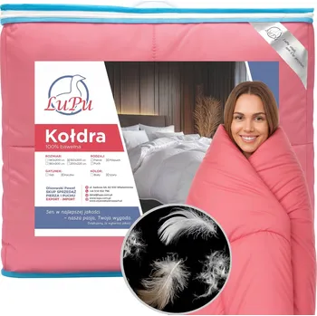 přikrývka Péřová Přikrývka 160x200 celoroční antialergická Růžová Polopeří Kachní (1) LuPu