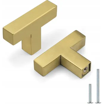 Nábytkové kování Nábytková úchytka ve tvaru T 50mm Zlatá barva 10 kusů