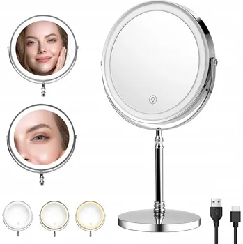Kosmetické zrcátko KOSMETICKÉ ZRCÁTKO S LED PODSVÍCENÍM PRO MAKE-UP ZRCADLO OBOUSTRANNÉ