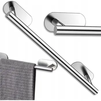 Věšák Stříbrný VĚŠÁK Držák tyč 3M Nástěnný na RUČNÍK do KOUPELNY 40CM