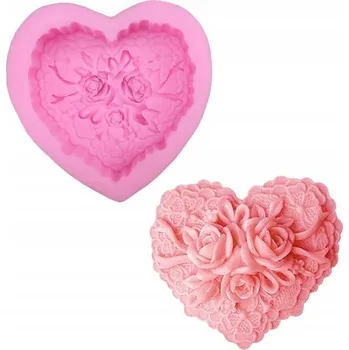 Forma na pečení Silikonová forma růže srdce mýdlo decoupage