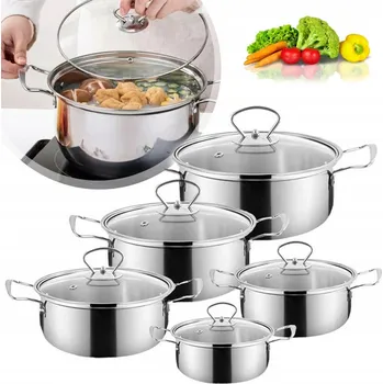 Hrnec SADA HRNCŮ INDUKCE PLYN KOMPLET RENDLÍK POKLICE MARMOROVÉ 5 KS