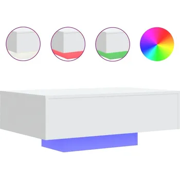Konferenční stolek Bílý konferenční stolek s RGB LED osvětlením 85 x 55 x 31 cm