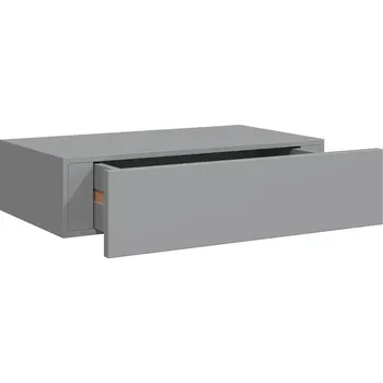 police Závěsná police se zásuvkou, MDF a kov, šedá 40x23,5x10 cm