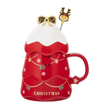 KUBEK CHOINKA CZERWONA NBC 500 ML Z POKRYWKĄ I MIESZADEŁKIEM COLOR BOX