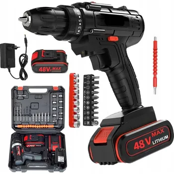 AKUMULÁTOROVÁ AKU VRTAČKA 48V 1400RPM SKLÍČIDLO 10MM 2 BATERIE