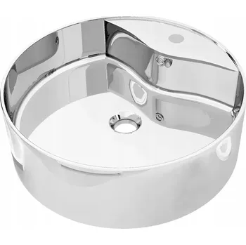 Umyvadlo Kulaté keramické umyvadlo 465x155 mm stříbrné s přepadem a otvorem pro baterii