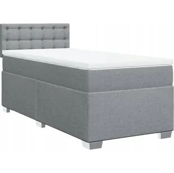 Postel Kontinentální postel 200x90 cm světle šedá s matrací a topperem 90x200 cm