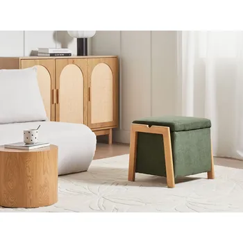 Nábytek Puf zelené látkové čalounění s úložným prostorem doplněk obývací pokoj ložnice glam retro Beliani