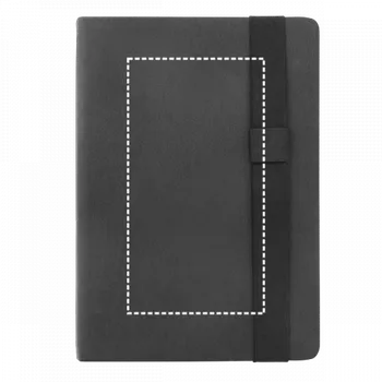 Zápisník SHAKESPEARE. Poznámkový blok A5 z PU s hladkými listy v barvě slonové kosti Transfer (max. 4 barvy, 80 x 150mm) 1 barva 3 Přední