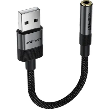 Datové redukce Acefast - audio adaptér (J13) - USB samec na 3,5mm jack samice, plug & play, vysoce věrný zvuk, bez zpoždění, 15cm - černý