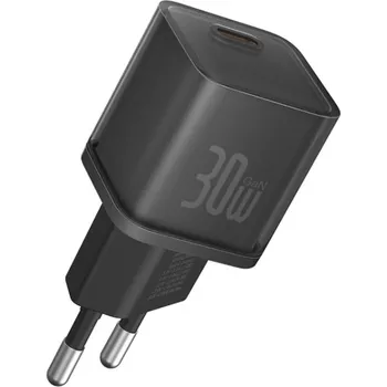 Baseus - nástěnná nabíječka gallium nitrid (P10162504113-00) - GaN5S, typ C, rychlonabíjení, 30W - černá