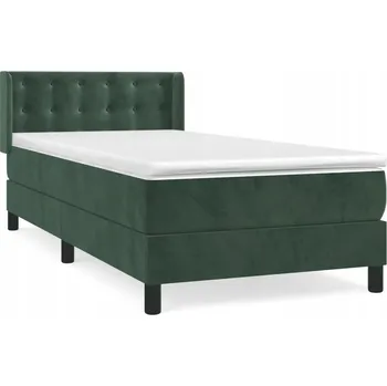 Postel Kontinentální postel tmavě zelená s nastavitelným čelem 203x93x78/88 cm