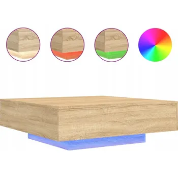 Konferenční stolek Konferenční stolek s RGB LED osvětlením, dub sonoma, 100 x 100 x 31 cm