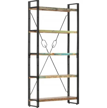 Knihovna Industriální regál s 5 policemi z recyklovaného dřeva, 90 x 30 x 180 cm
