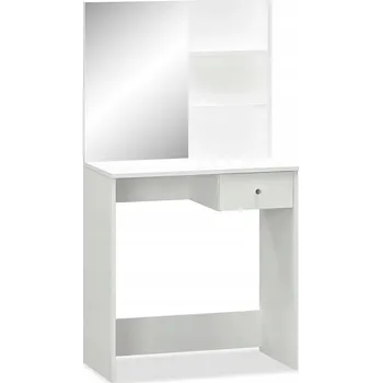 Toaletní stolek Toaletní Stolek matný bílý 75 x 40 x 141 cm s velkým zrcadlem a zásuvkou