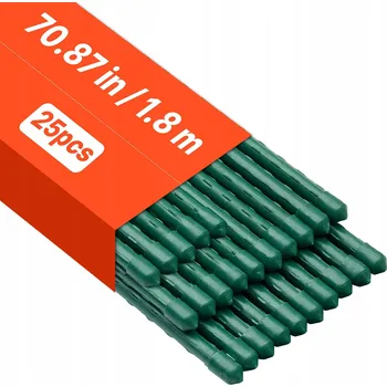 Opora na rostlinu VEVOR Podpěra pro Rostliny, Kovová s Plastovým Povlakem 25 Ks 11 mm x 1,8 m