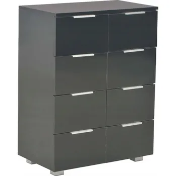 Komoda Černá komoda s 8 zásuvkami, 60 x 35 x 80 cm, vysoký lesk