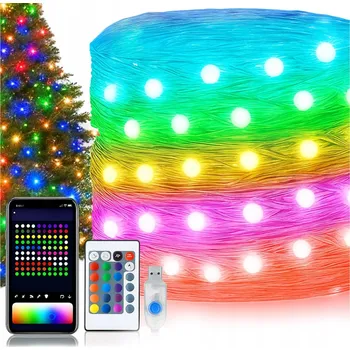 LED páska Vánoční osvětlení na stromeček LED pásek 150 diod USB ovládání přes aplikaci Bluetooth a dálkové ovládání