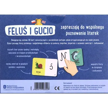 Dřevěná hračka Vzdělávací hra Nasza Księgarnia Feluś a Gucio se učí písmenka