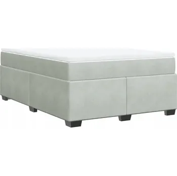 Postel Kontinentální postel 140x190 cm, světle šedá, samet, taštičkové pružiny