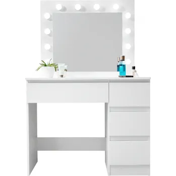 Toaletní stolek Aga Toaletní stolek se zrcadlem a osvětlením MRDT05-MW Matný bílý