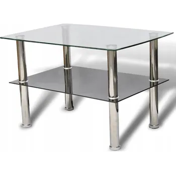Konferenční stolek Skleněný konferenční stolek 65 x 45 x 43 cm průhledný/černý, 2-úrovňový