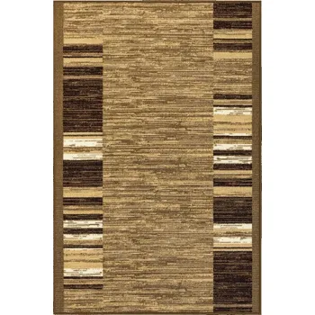 Koberec KOBEREC S GUMOVOU PODLOŽKOU BĚHOUN BÉŽOVÁ HNĚDÁ PRUHY DO JÍDELNY ADAGIO 100x250 cm