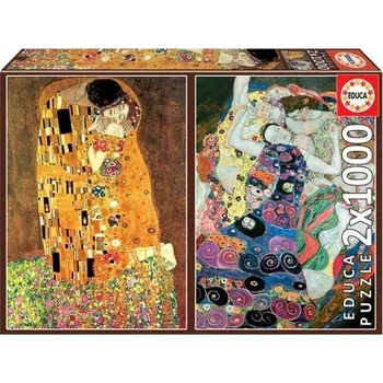 Puzzle Puzzle 2 x 1000 dílků Polibek / Panna, Gustav Klimt Educa