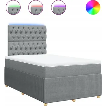 Postel Kontinentální postel 190x120 cm světle šedá s LED osvětlením